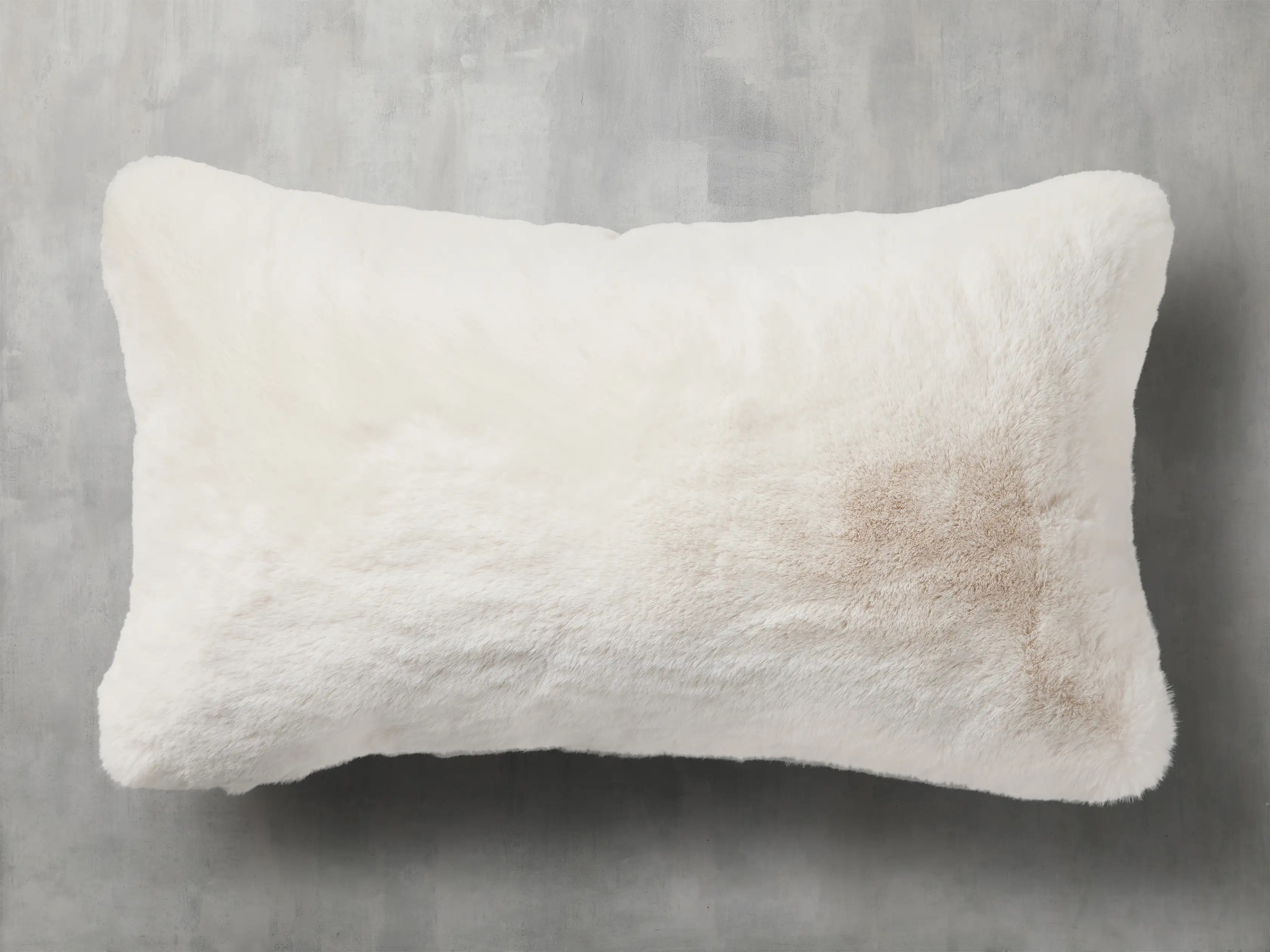 Faux Fur Rabbit Lumbar Pillow Cover in Light Ivory | Arhaus