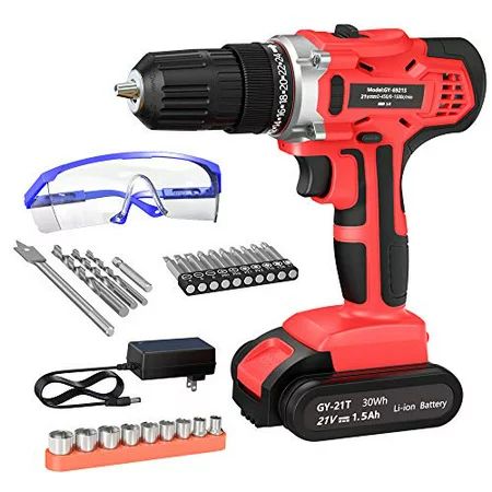 GardenJoy 21V Max Power Cordless Drill Electric Impact Driver/Drill Kit with 2 Variable Speed（0-1500 | Walmart (US)