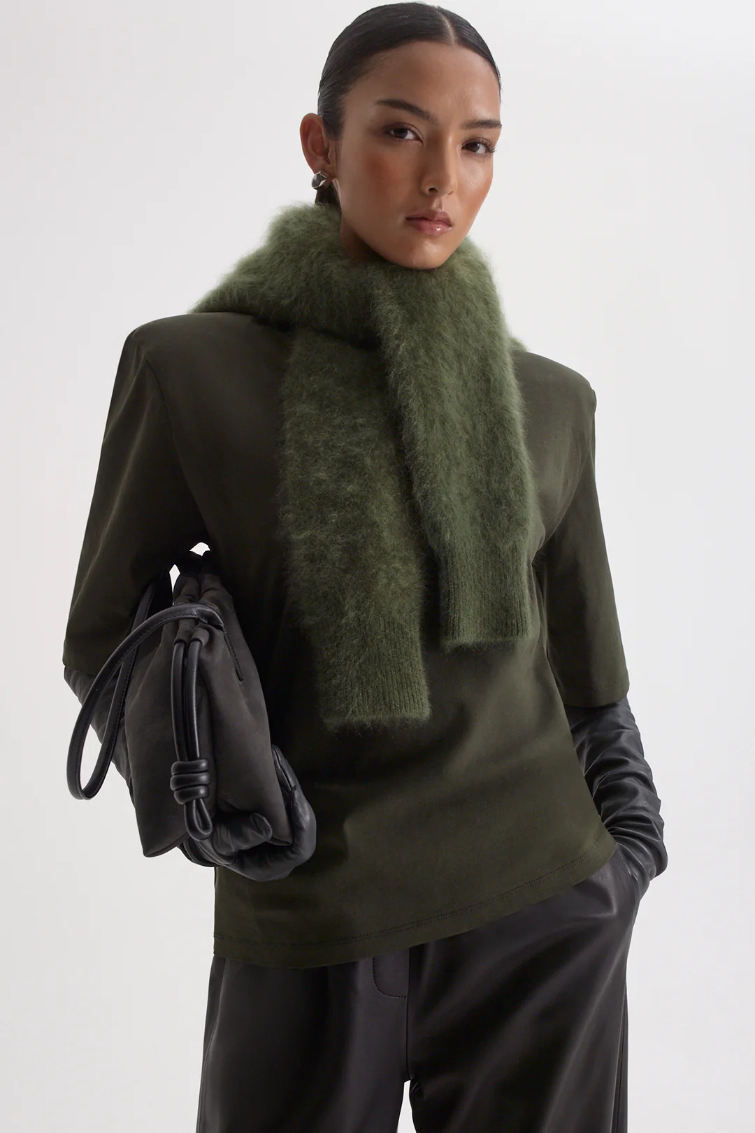 MERCERISED OVERSIZE SHOULDER PAD TEE - ARMY - Scanlan Theodore | Scanlan Theodore AU