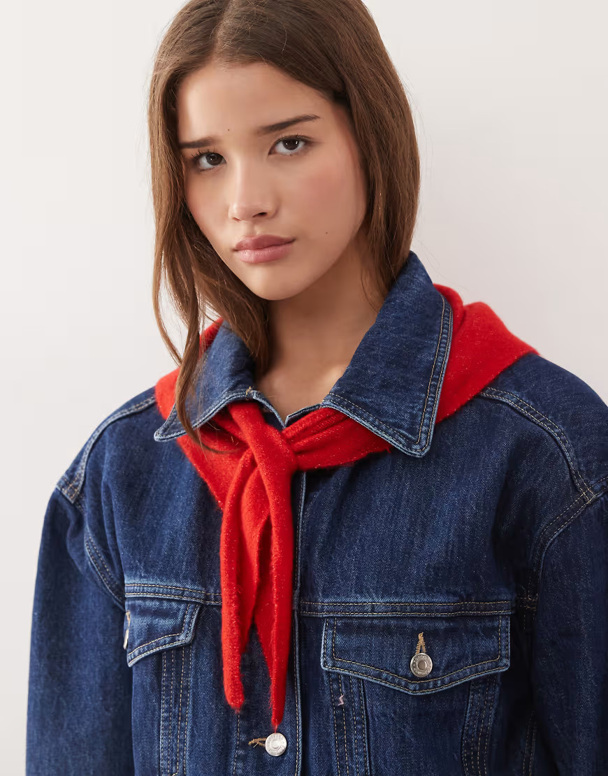 Reclaimed Vintage triangle scarf with branding in red | ASOS (Global)