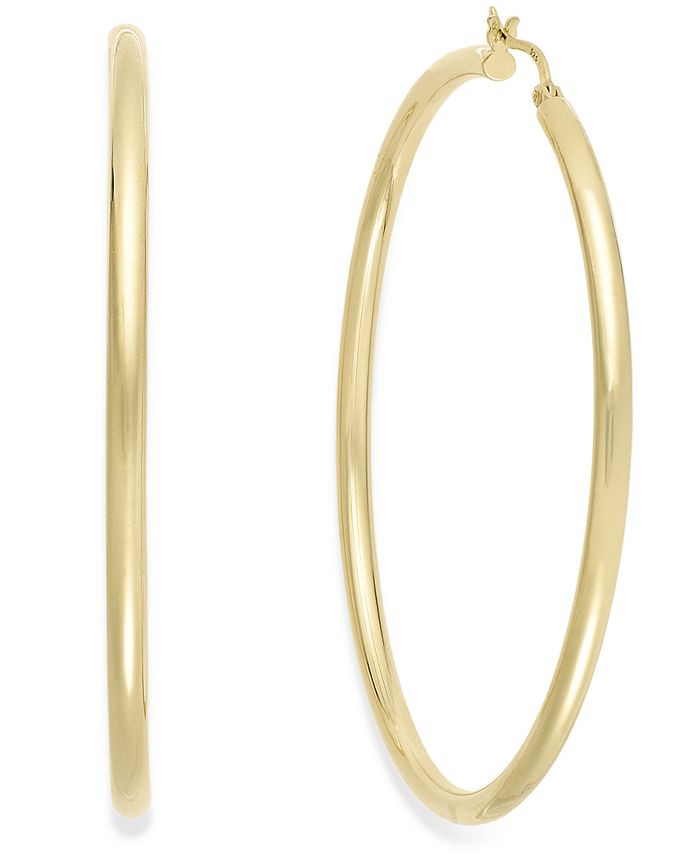 Round Hoop Earrings in 14k Gold Over Silver | Macys (US)