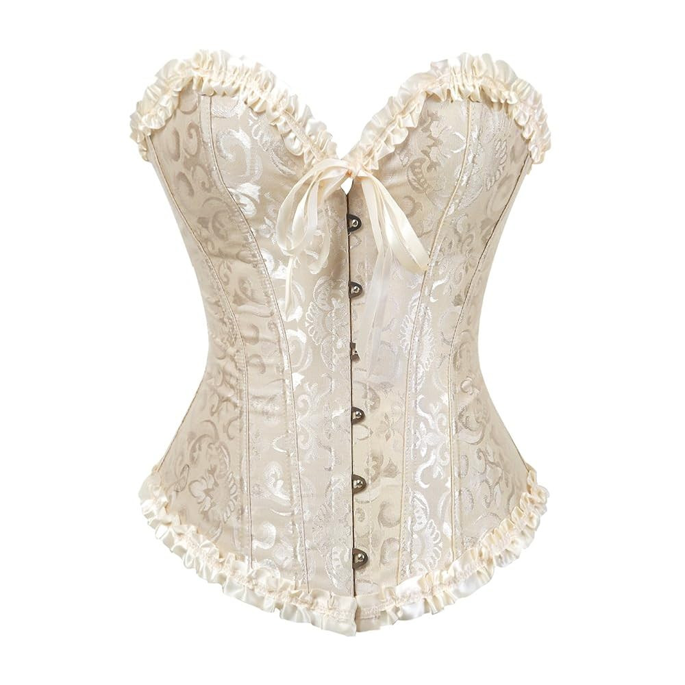 Zhitunemi Renaissance Corset Tops For Women: White Corsets Plus Size Halloween Costumes - Ren Fai... | Amazon (US)
