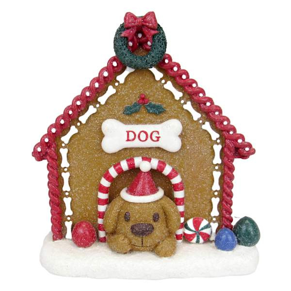 Gingerbread Doghouse with Dog, 7" | At Home