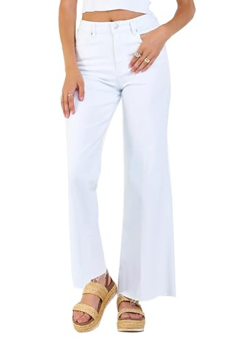 DEAR JOHN Fiona Wide Leg Jeans Women’s High Rise Full Length Relaxed Wide Leg Fit Pants - White - 33 | Amazon (US)