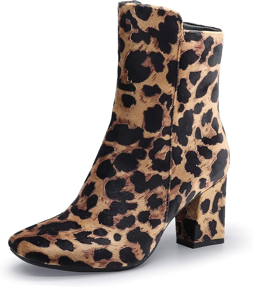 IDIFU Women's Ada Fashion Square Toe Ankle Boots Low Block Heel Short Boots Side Zipper Booties S... | Amazon (US)