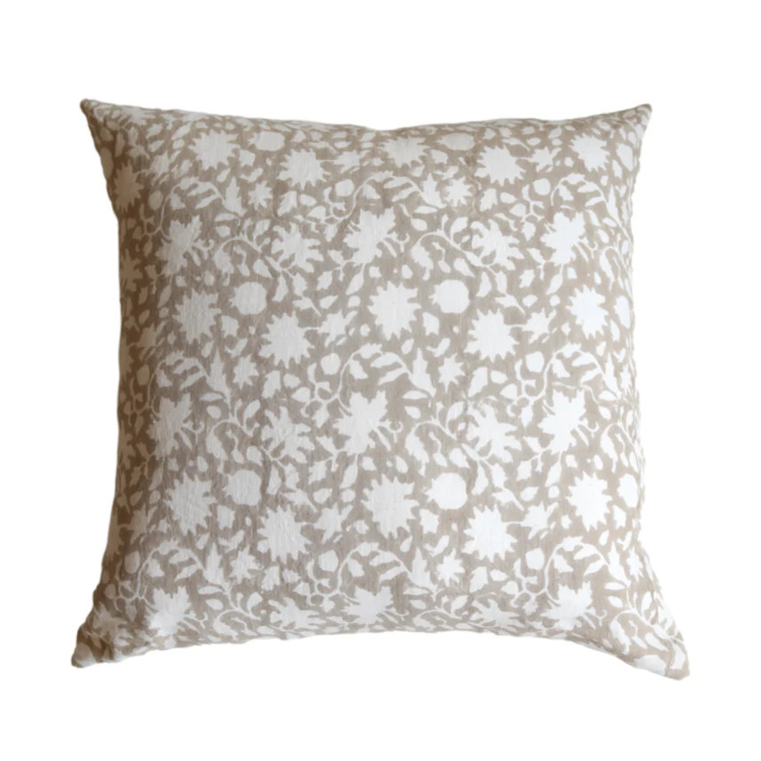 Mavis Tan Floral Pillow Cover | Danielle Oakey Interiors INC