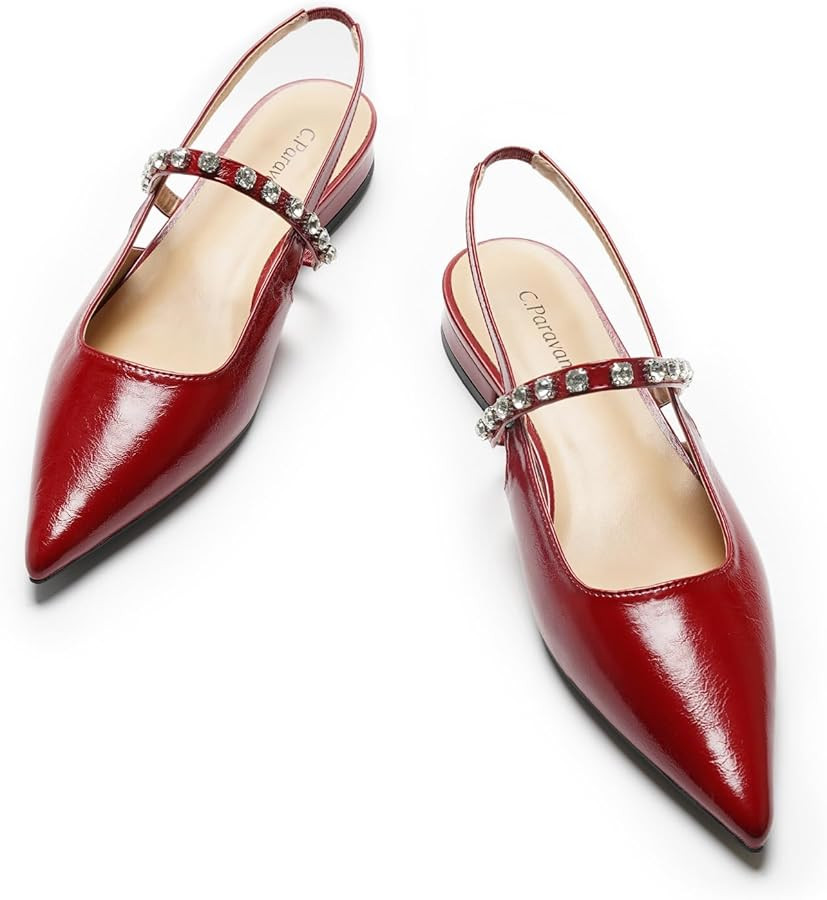 C.Paravano Slingback Flats | Pointed Toe Flats for Women | Slingbacks Shoes for Women | Ballet Fl... | Amazon (US)