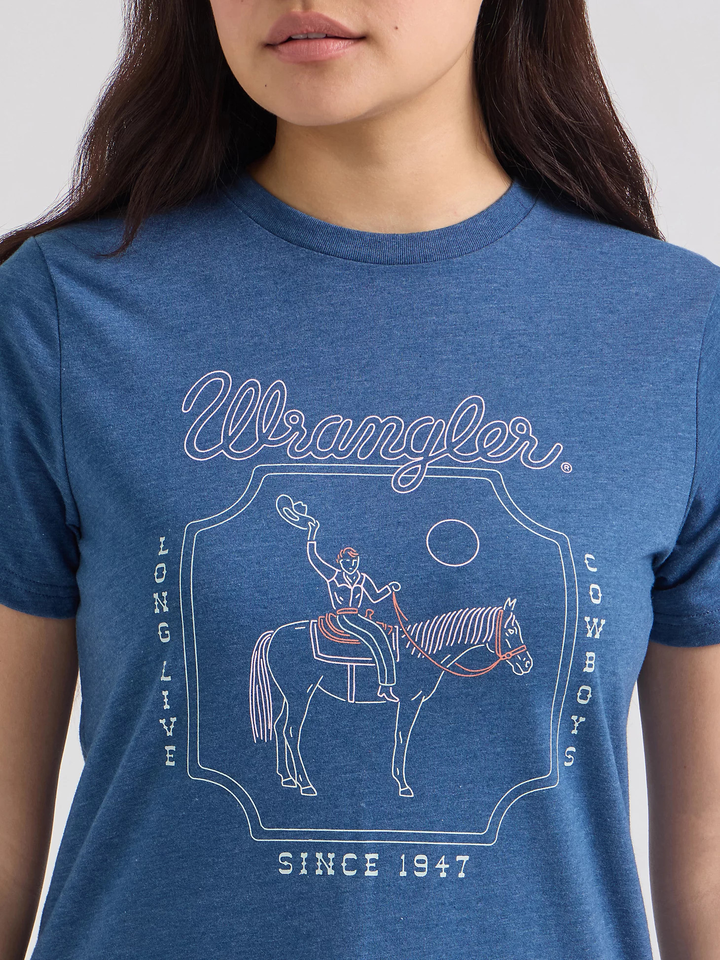 Women's Long Live Cowboys Tee in Dark Denim | Wrangler