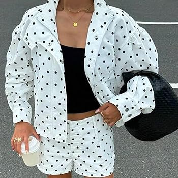 Songling Women Polka Dot Jacket Lightweight Zip Up Coat 2026 Trendy Fall Outfits Cropped Spring J... | Amazon (US)