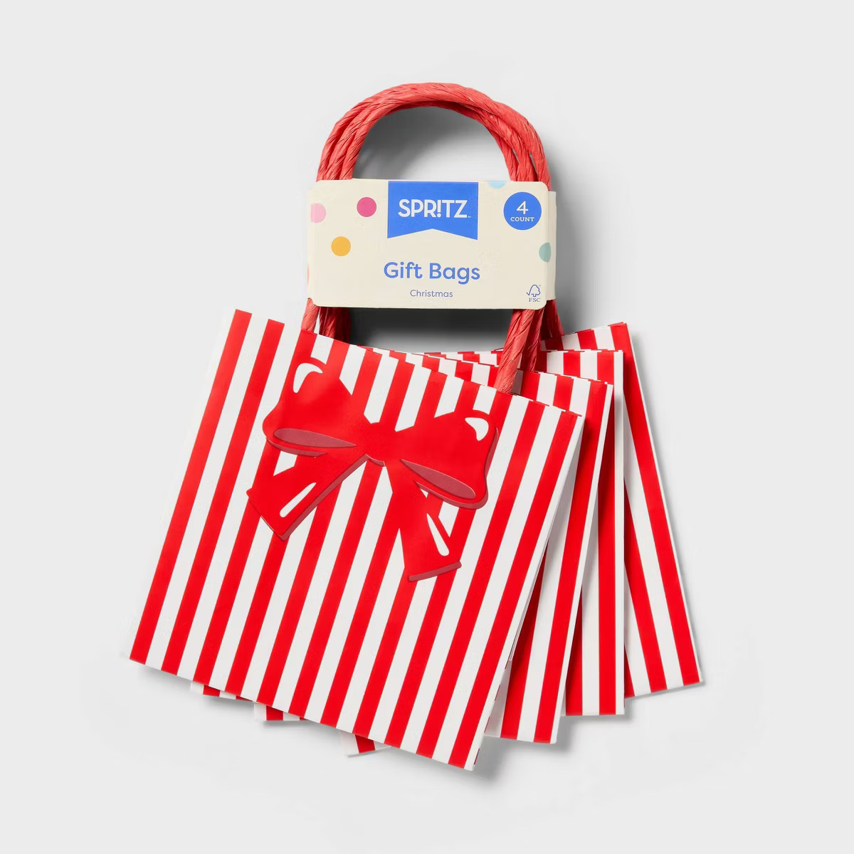 4pk Petite Square Bow Striped Gift Bags Red/White - Spritz™ | Target