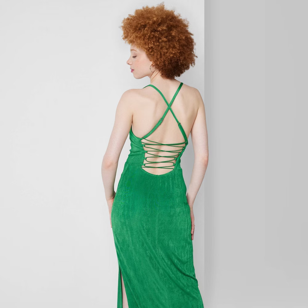 Women's Sleeveless Lace-Up Back Dress - Wild Fable™ Green XL | Target