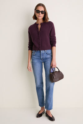 Plum Cashmere Knot Button Phoebe Cardigan | Tuckernuck (US)