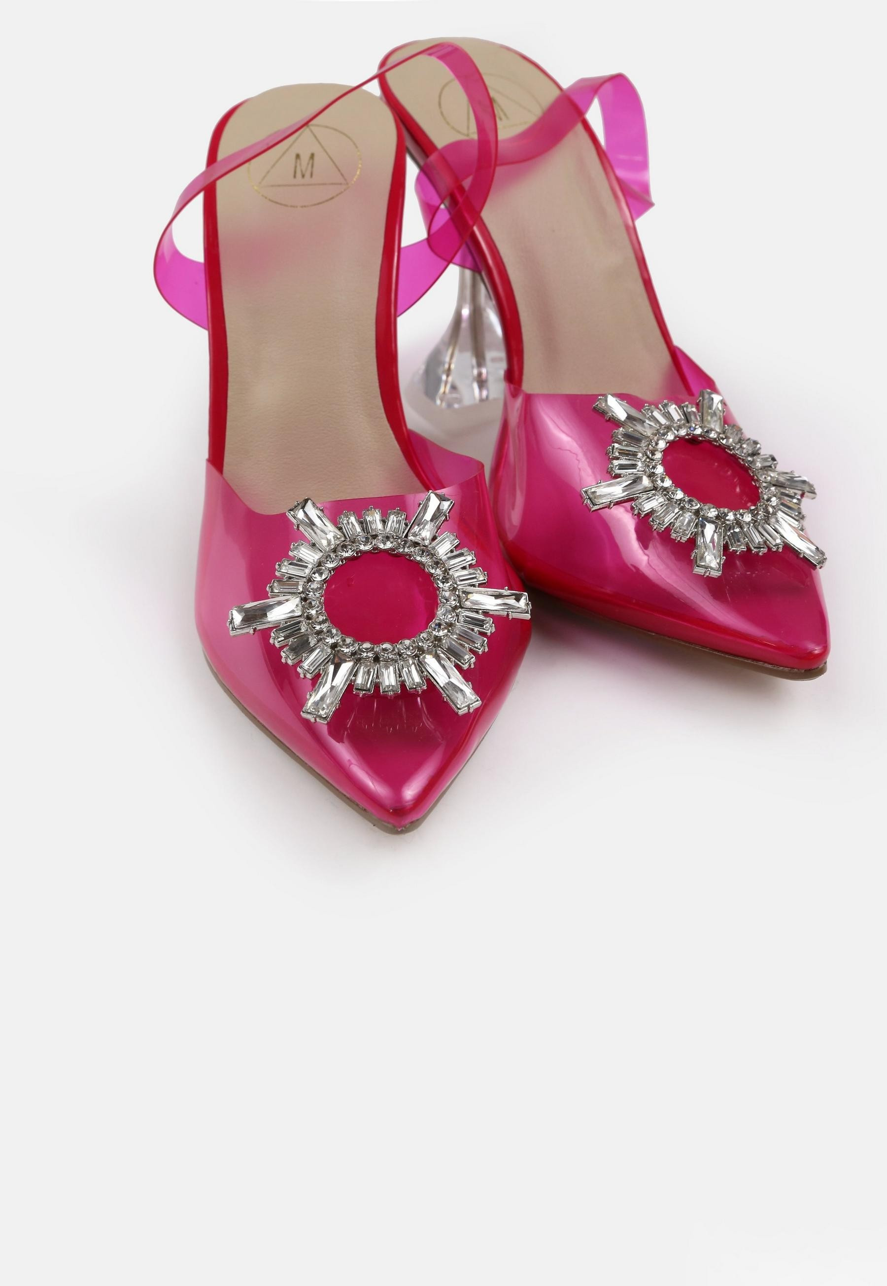 Missguided - Pink Diamante Feature Slingback Heels | Missguided (US & CA)
