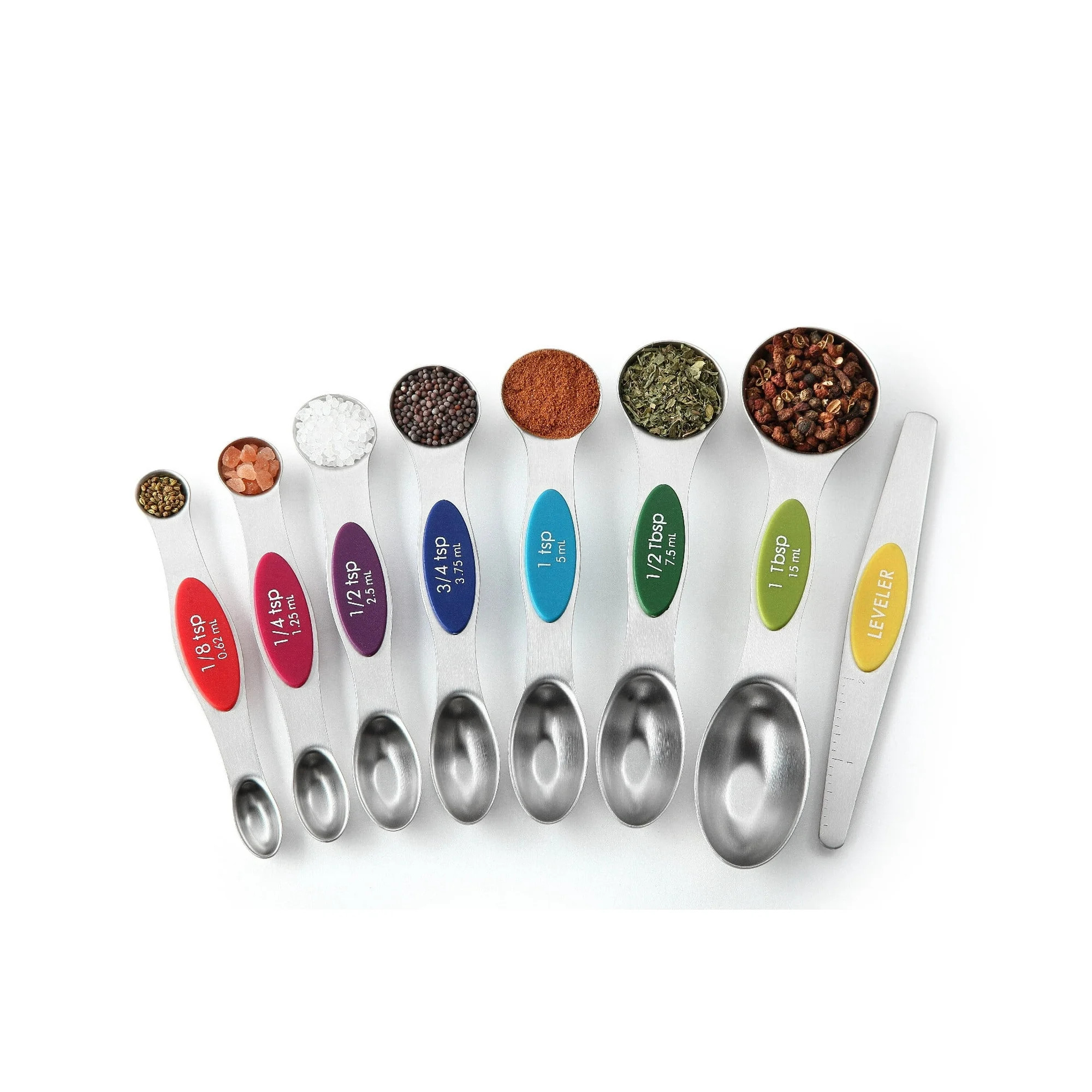 Spring Chef Magnetic Measuring Spoons Set, Dual Sided, Stainless Steel, Fits in Spice Jars, Multi... | Walmart (US)