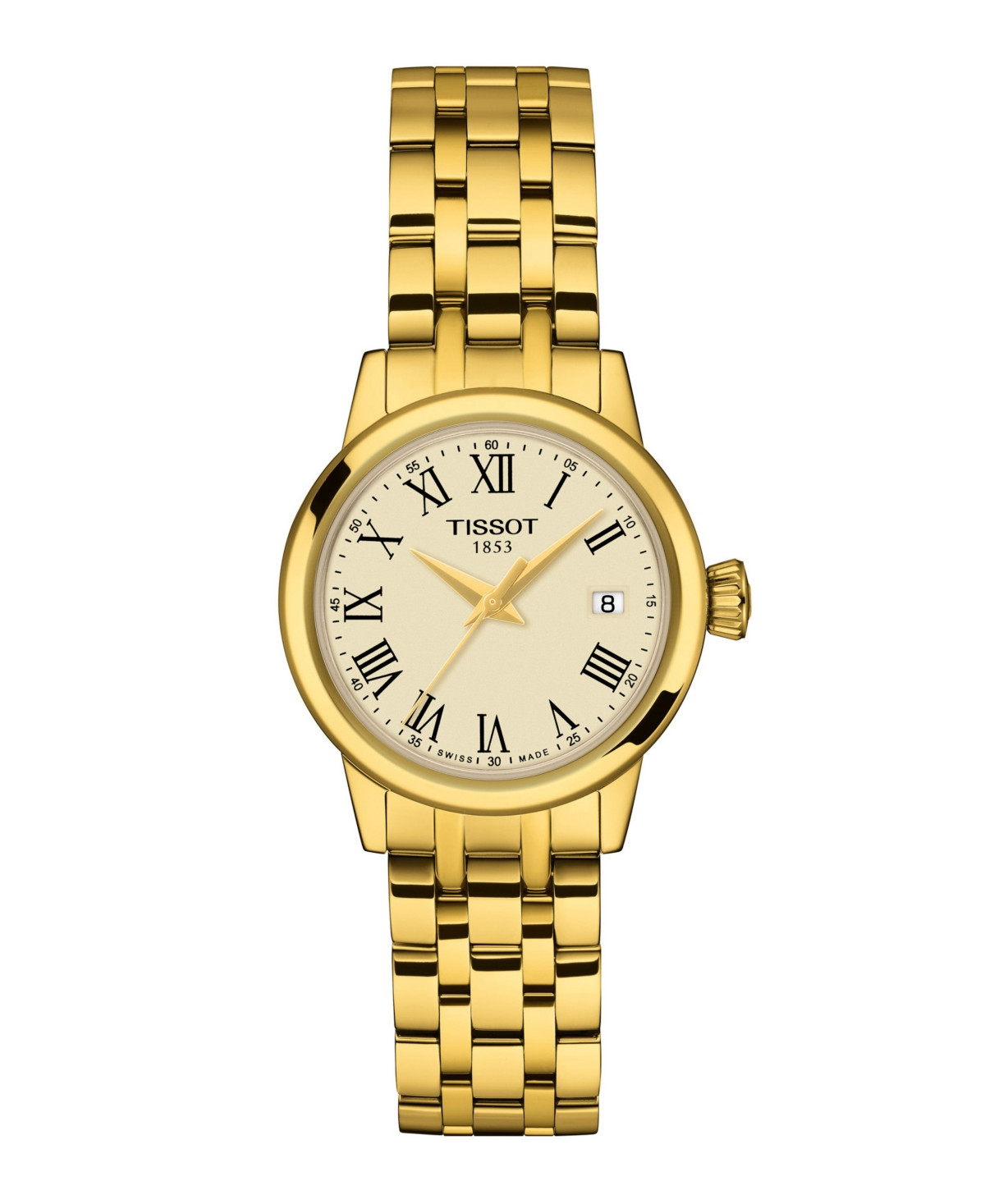 Tissot Women's Gold Stainless Steel Bracelet Watch, 28mm - Ivory | Macy's