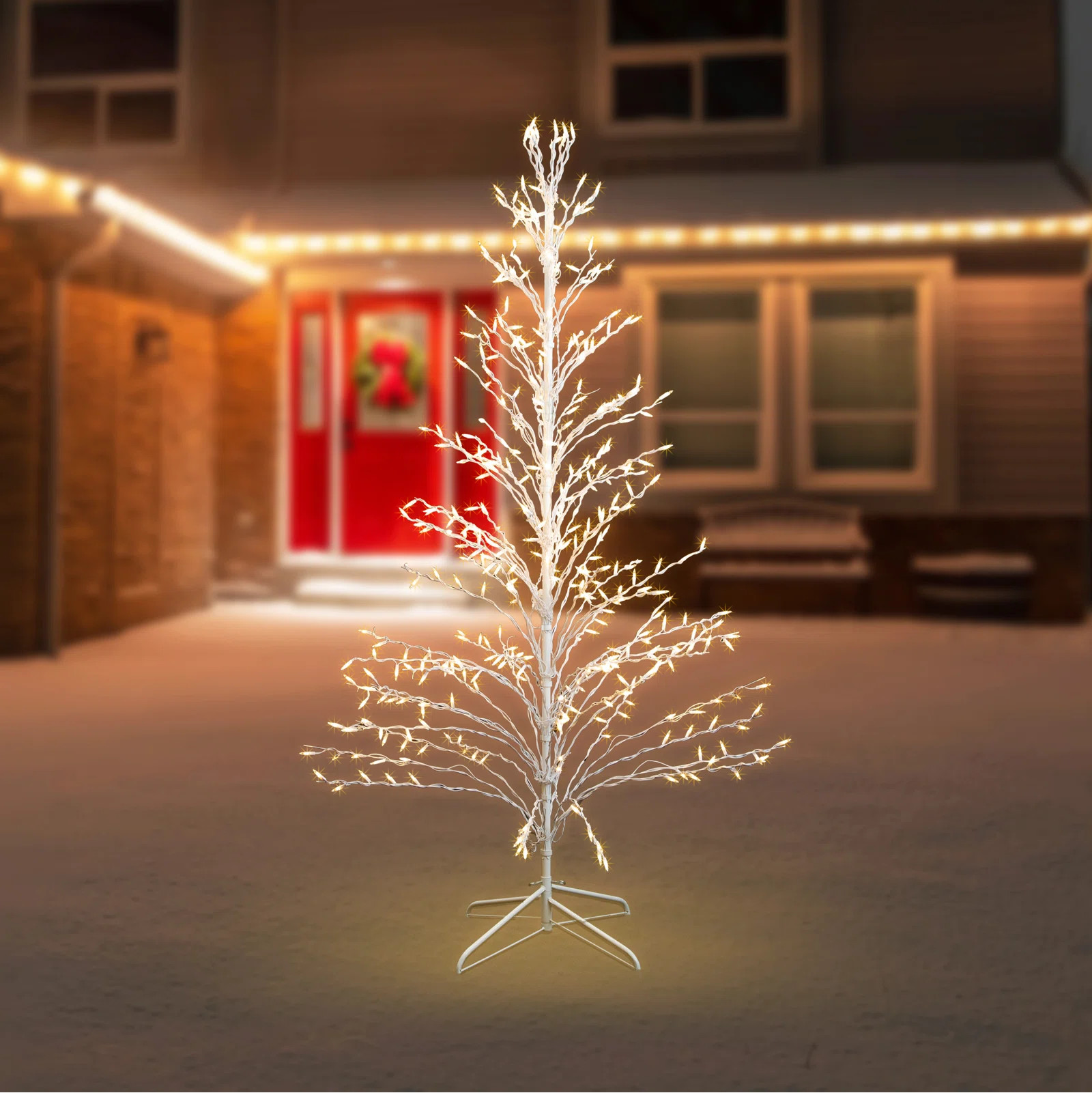 The Holiday Aisle® White Lighted Christmas Cascade Twig Tree Outdoor Decoration - Clear Lights &... | Wayfair North America