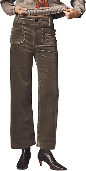Women Corduroy Wide Leg Pants 2025 Fall Fashion Casual Button Down High Elastic Waist Trousers wi... | Amazon (US)