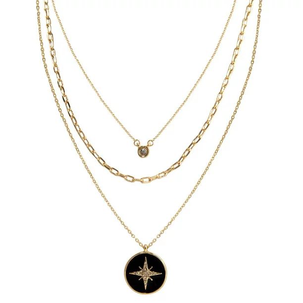 Seren Jewelry Shining Star Gold Pendant Necklace Set for Women, 3 Pieces - Walmart.com | Walmart (US)