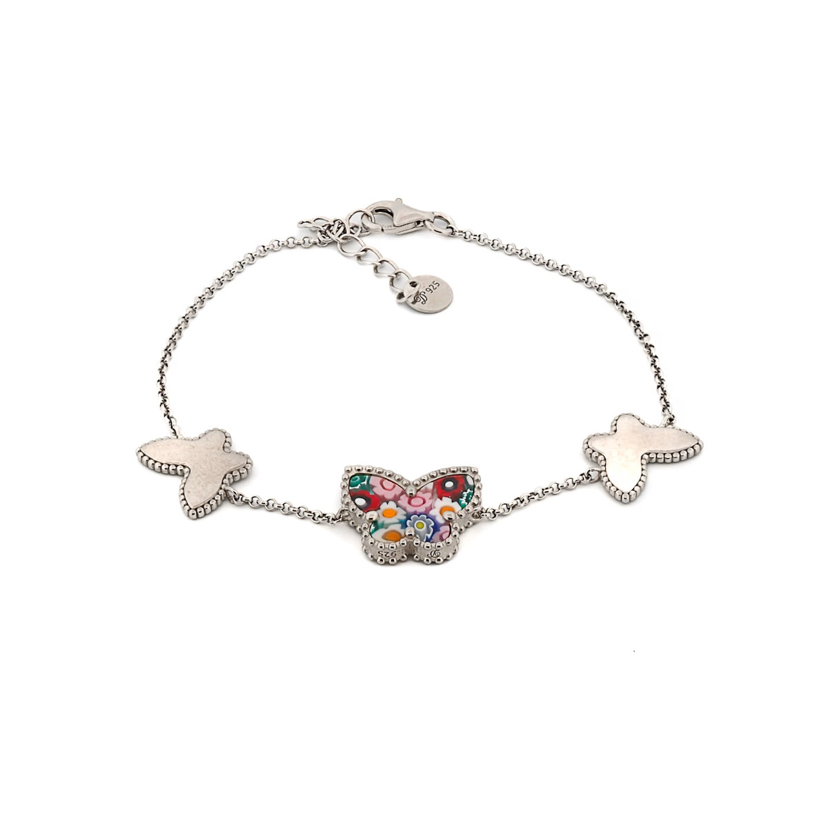 Italian Murano Glass Sterling Silver Butterfly Bracelet - Silver | Wolf & Badger (US)