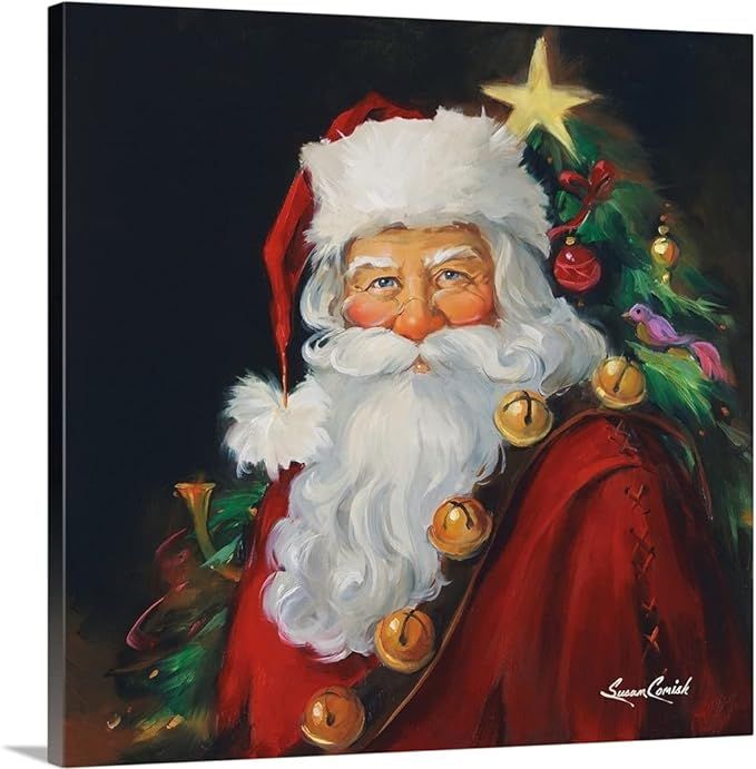 Santa Portrait Canvas Wall Art Print, Christmas Artwork | Amazon (US)