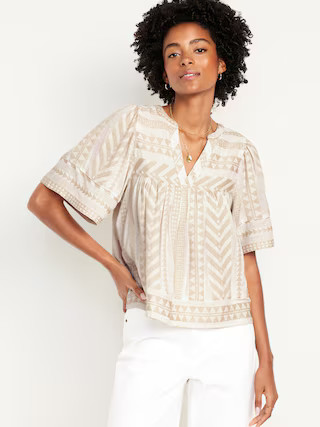 Split-Neck Textured Top | Old Navy (US)