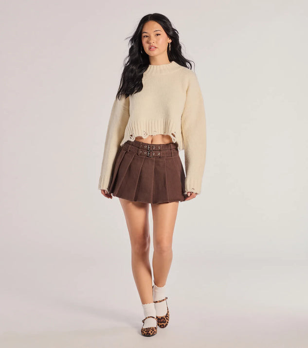 Looking Cool Belted And Pleated Mini Skort | Windsor Stores