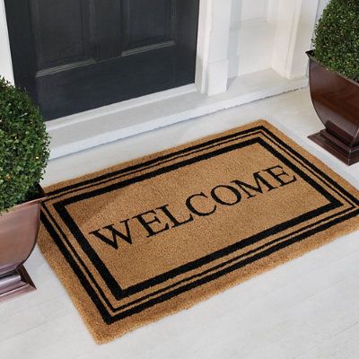 Welcome Border Coir Door Mat - 30" X 48" - Grandin Road | Grandin Road