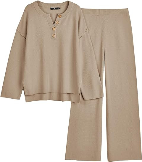 LILLUSORY Women's 2 Piece Lounge Sets Oversized Slouchy Matching Cozy Knit Sets | Amazon (US)