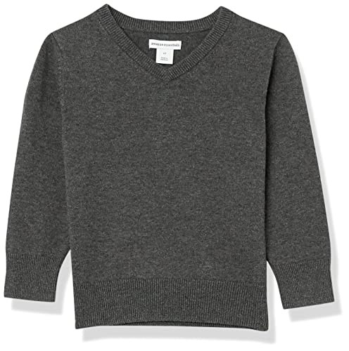 Amazon Essentials Toddler Boys' Uniform Cotton V-Neck Sweater, Charcoal Heather, 2T | Amazon (US)