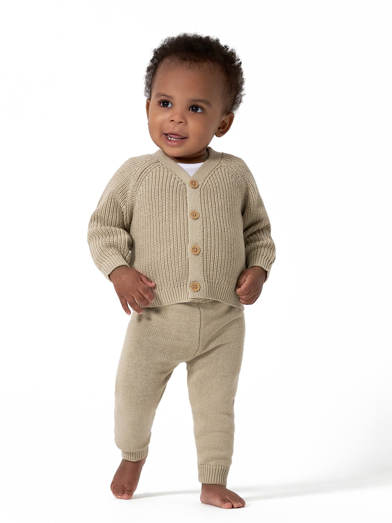 Modern Moments by Gerber Baby Boy or Girl Unisex Knit Cardigan Sweater & Jogger Outfit Set, 2 Pie... | Walmart (US)