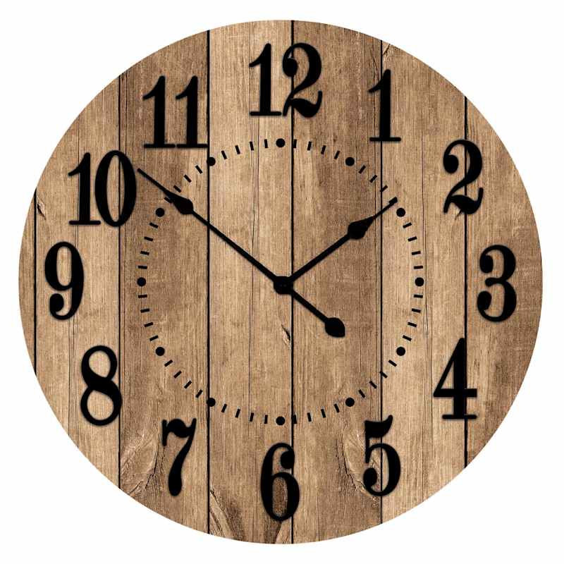 Brown-washed Plank Wall Clock, 14" | At Home