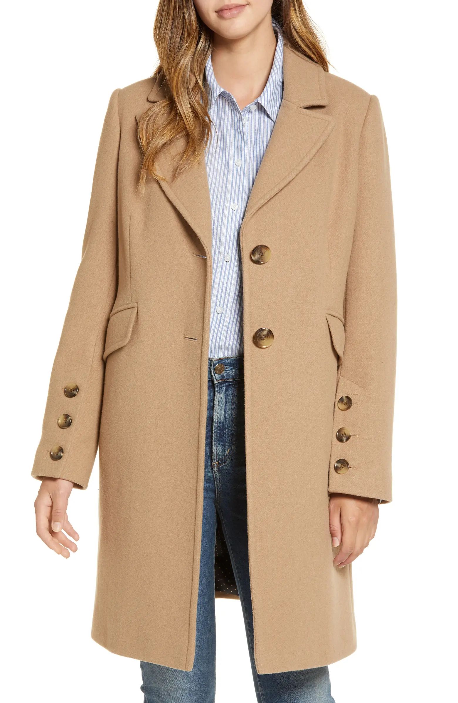 Notched Collar Wool Blend Coat | Nordstrom