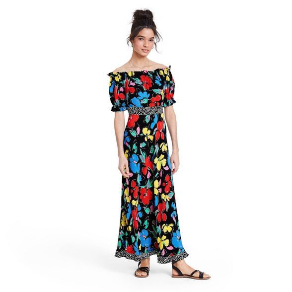 Floral Off the Shoulder Puff Sleeve Dress - RIXO for Target Black | Target
