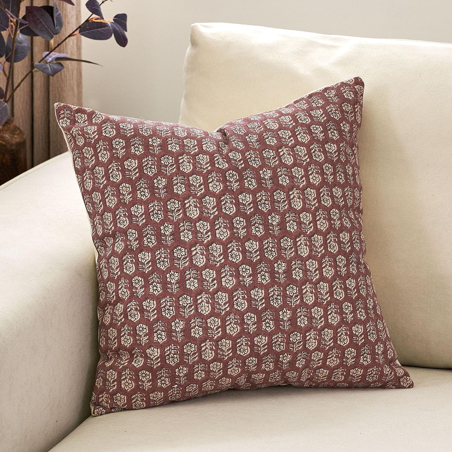 DOMVITUS Pillow Covers 20x20, Floral Pillow Covers, Couch Pillows for Living Room, Decorative Far... | Amazon (US)