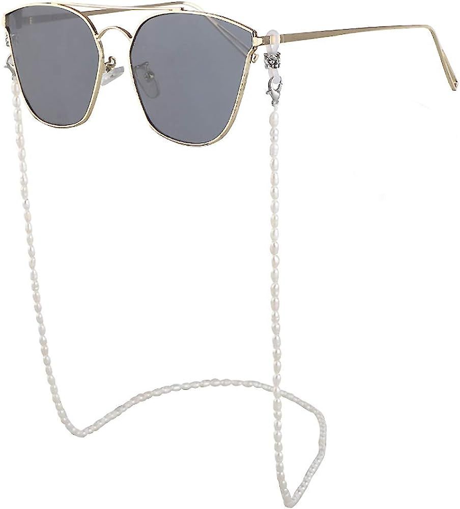 LUNALUCE Elegant Natural Pearl Beads Acrylic Glasses Fashion Prop Holder Strap/Beach Sunglasses F... | Amazon (US)