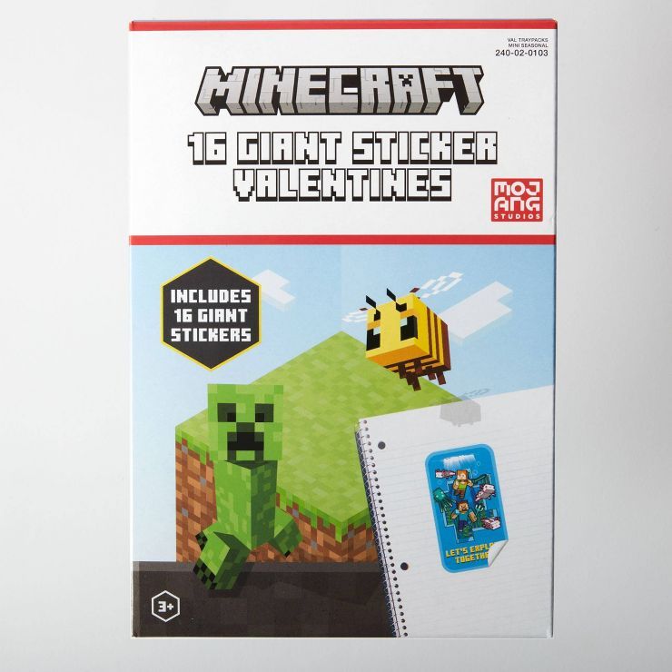 Minecraft 16ct Giant Sticker Valentine's Day Classroom Exchange Cards - Paper Magic | Target