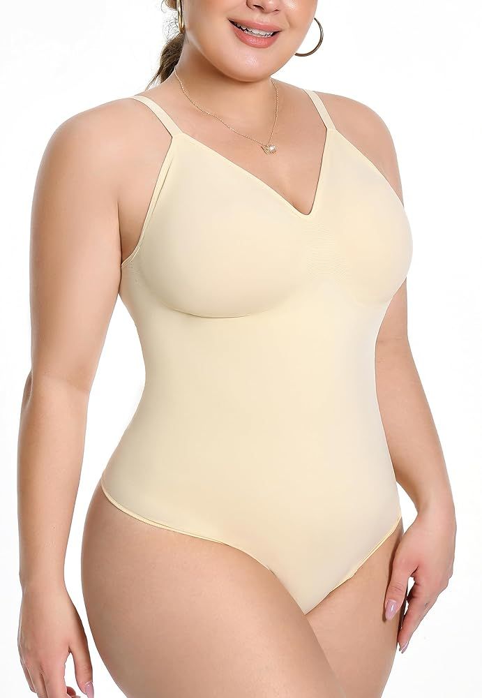 Shapewear Bodysuit for Women Tummy Control Body Shaper Seamless Thong Sculpting Bodysuit Top | Amazon (US)