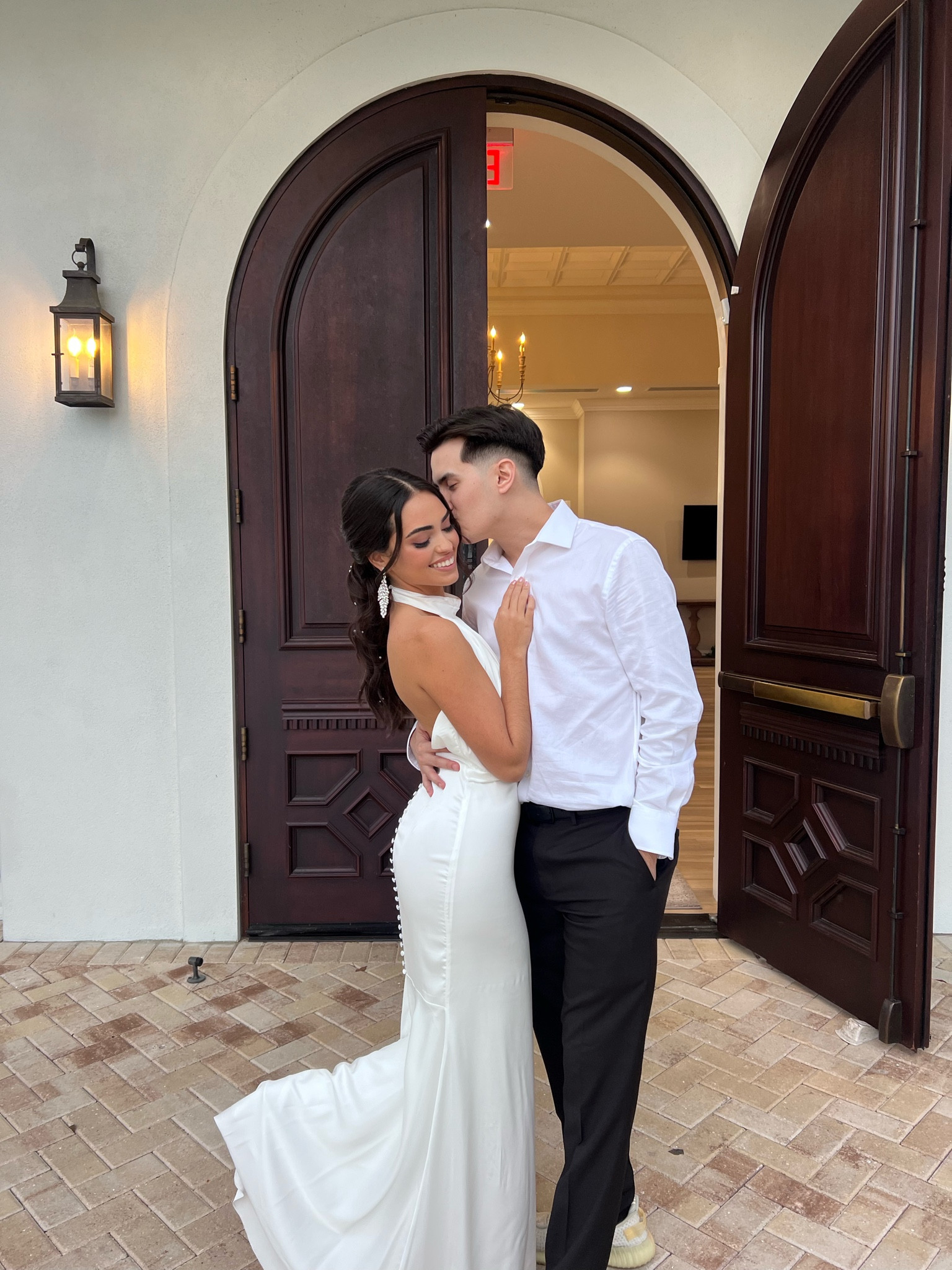 engaged, married, bridal dress, white dress, lulus, bride, rehearsal dinner, engagement pics, high neck dress, low back dress, bridal earrings,  crystal earrings, wedding earrings, wedding jewelry, wedding accessory, bridal accessory 

#LTKwedding #LTKstyletip #LTKMostLoved