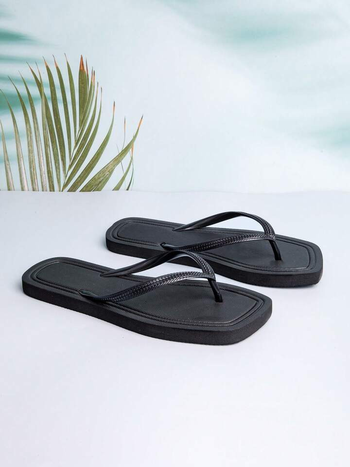 Sandalias tipo chanclas de mujer de unicolor, estilo casual y sencillo, apropiadas para uso en ex... | SHEIN