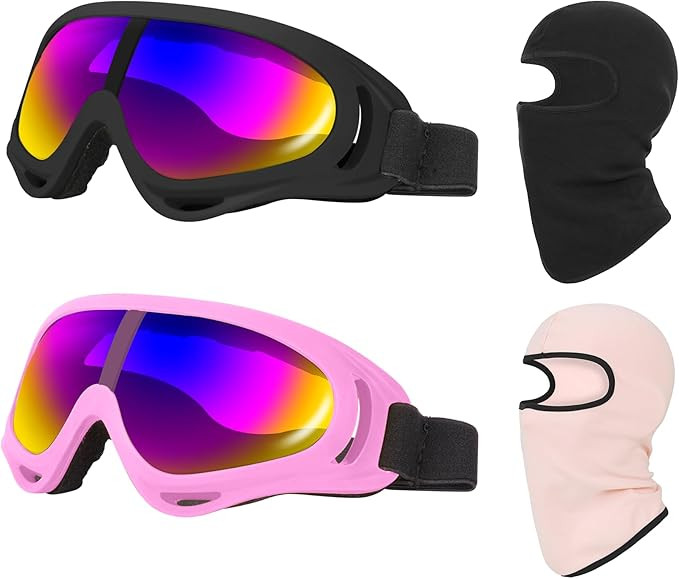 Ski Goggles Pack of 2 - Snowboard Motorcycle Goggles Glasses for Boys Girls Youth Men Women | Amazon (US)