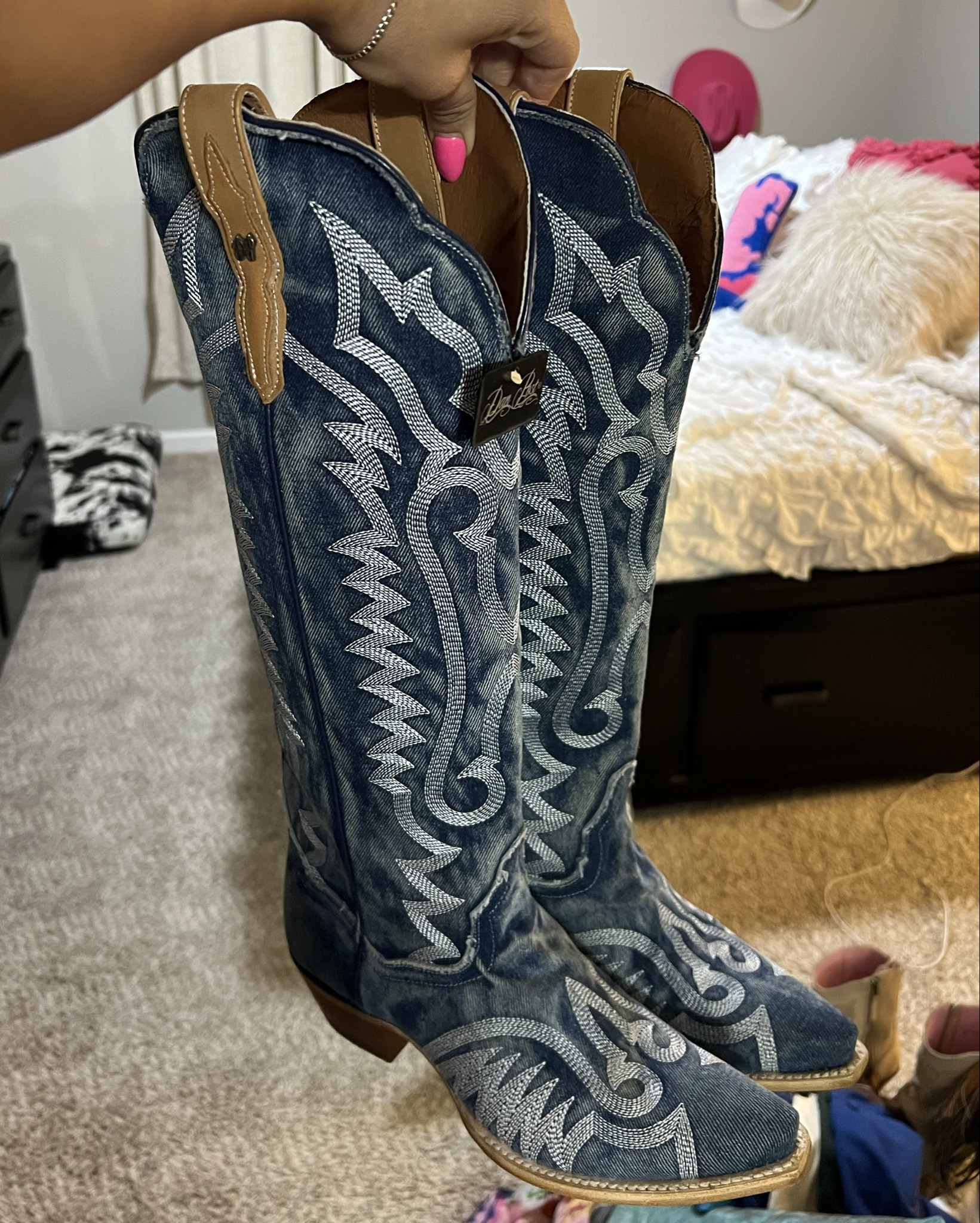 denim dan post cowboy boots 