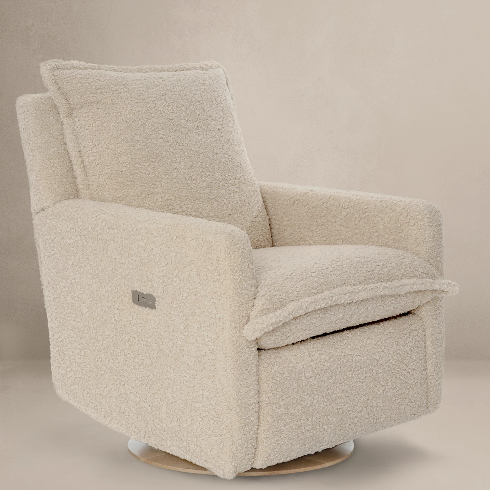 Flynn – Gliding Swivel Nursery Recliner - Sheepskin Linen | Oilo Studio