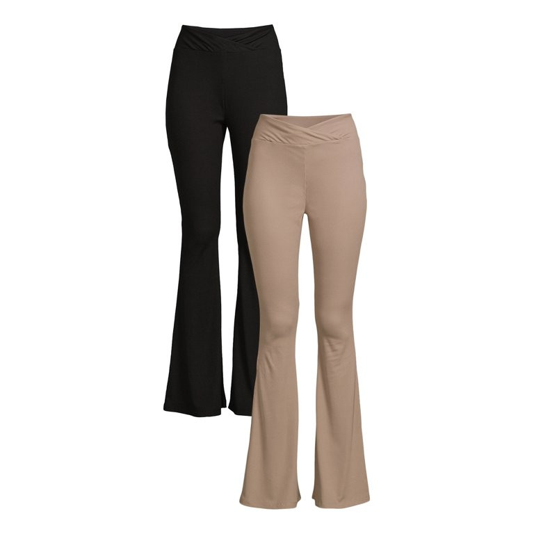 Liv & Lottie Junior V-Front Crossover Flare Ribbed Pants, 2-Pack - Walmart.com | Walmart (US)