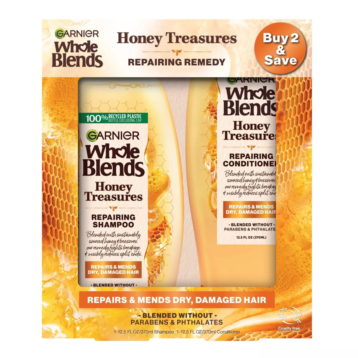 Garnier Whole Blends Honey Treasures Repairing Shampoo and Conditioner - 12.5 fl oz/2ct | Target