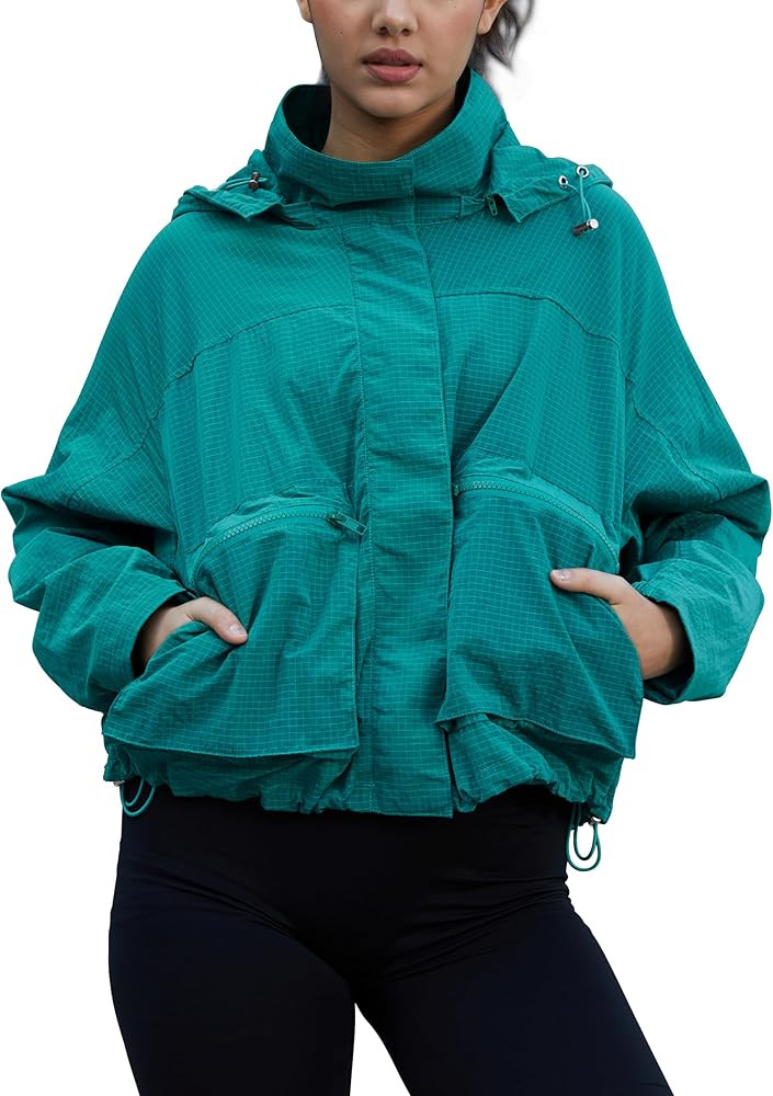 PESION Womens Waterproof Plaid Rain Jacket, Lightweight Windproof Outdoor Trench Coat Windbreaker... | Amazon (US)
