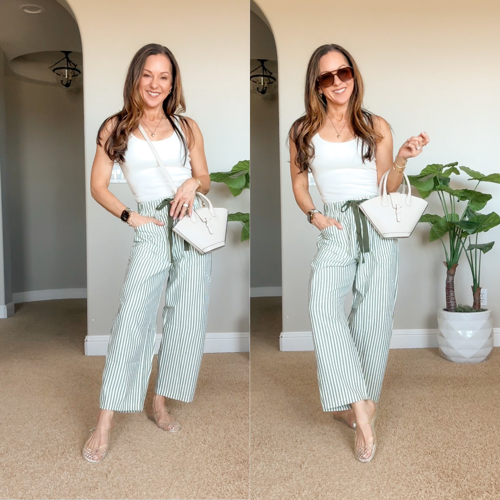 Built in bra tank XS in cream white. Pull on pants XS in grey green. Jelly slip on mary Jane’s TTS
OOTD • over 50 style • petite

#LTKootd #LTKOver40 #LTKSaleAlert