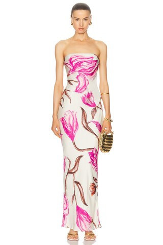 ROCOCO SAND Maxi Strapless Dress in Pink | FWRD 