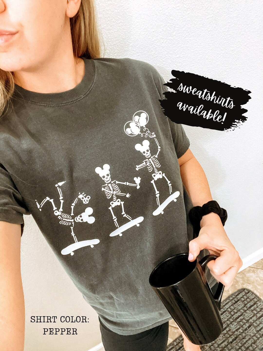 Mickey Skeleton Tshirt or Sweatshirt || Halloween Mickey Shirt, Skateboard Mickey, Mouse Ears, Mo... | Etsy (US)