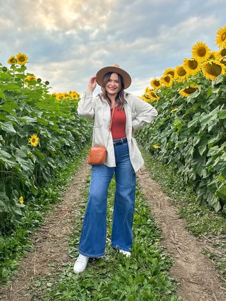 Jeans are from evie and co but linked similar ones // bodysuit and shacket are size large Fall festival outfit // pumpkin patch outfit / sunflower fields ourdit / fall trendy outfits / midsize fashion / size 10 fashion / shacket style 

#LTKSeasonal #LTKstyletip #LTKmidsize