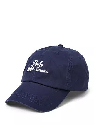 Ralph Lauren Chain Stitched Logo Cap, White | John Lewis (UK)